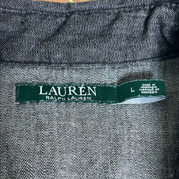 Lauren by Ralph Lauren Denim Pearl Snap Shirt Large - Picture 5 of 11